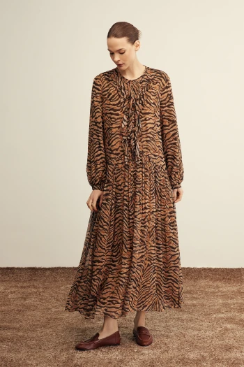 ZEBRA-KAHVE VENÖVE REMİ ELBİSE