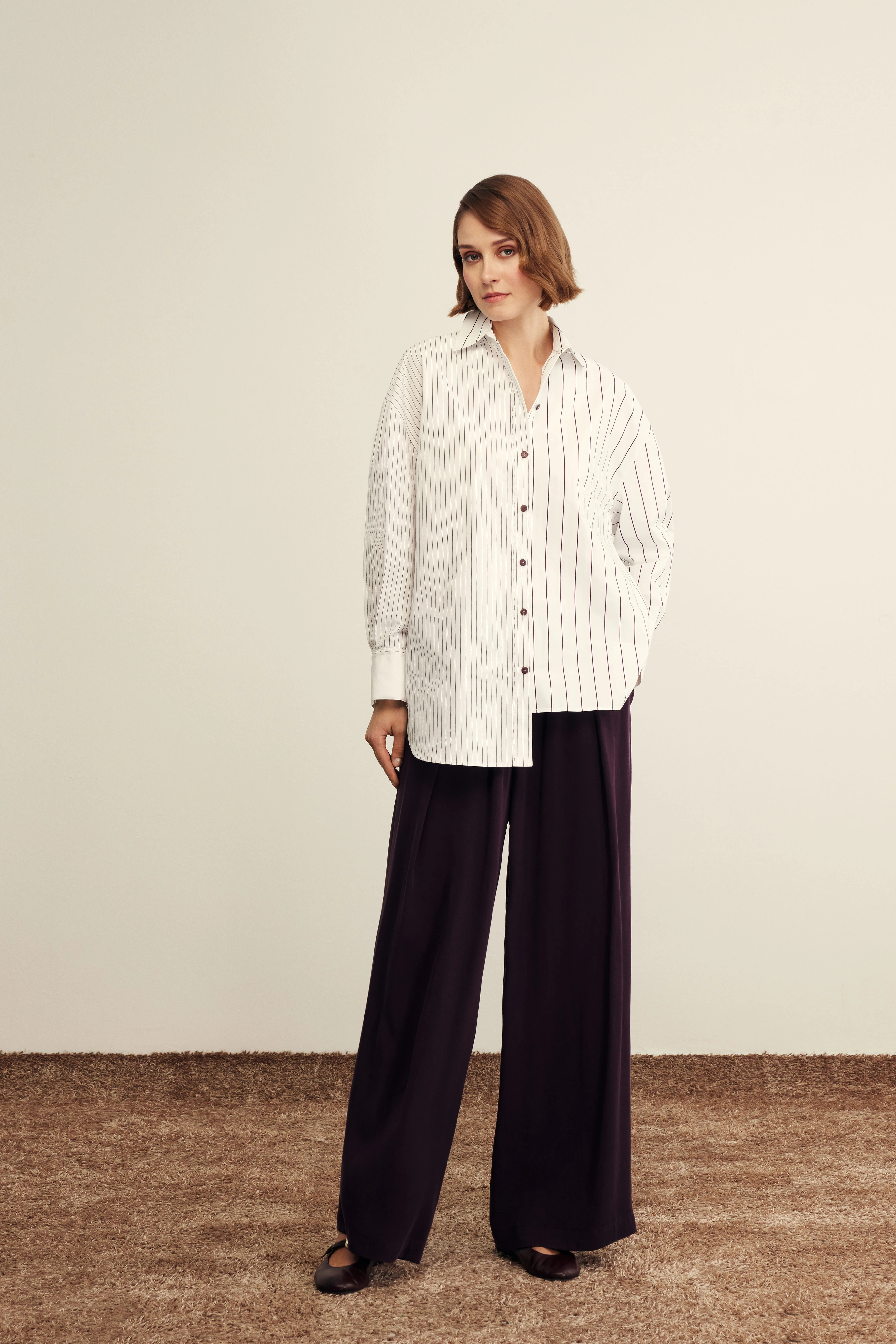 BORDO-CİZGİLİ VENÖVE ELSİ GÖMLEK